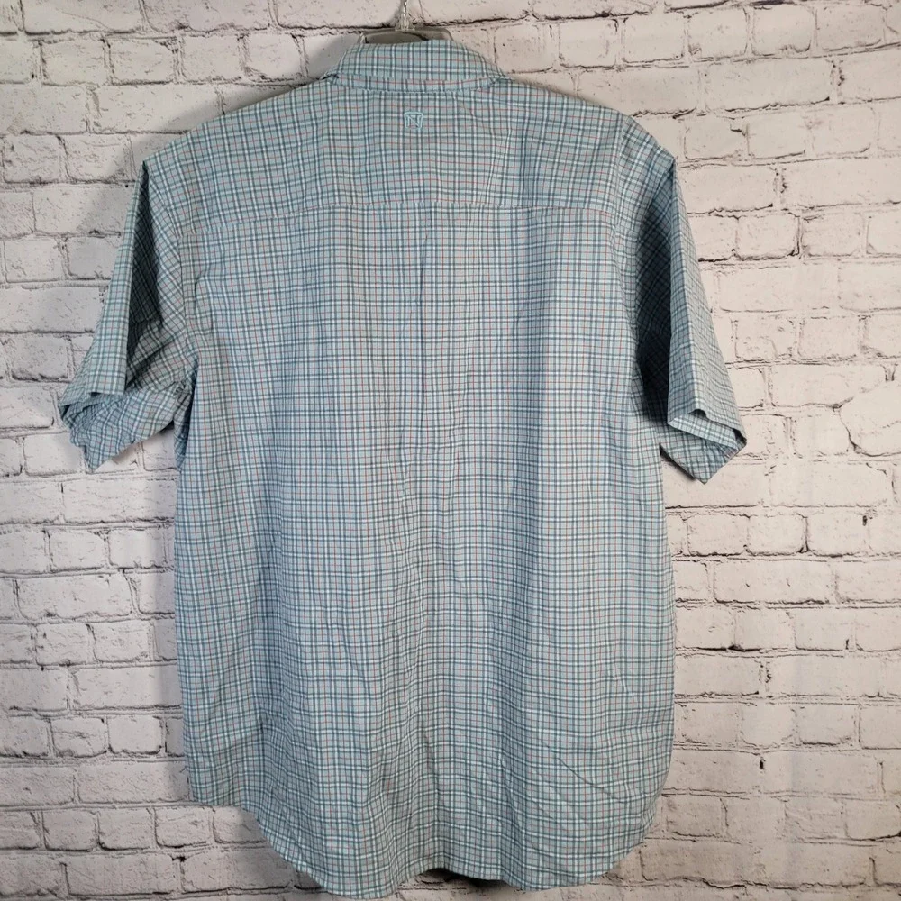 Noble Outfitters Shirt Mens XXL Blue Plaid Excellent Short Sleeve Button Down